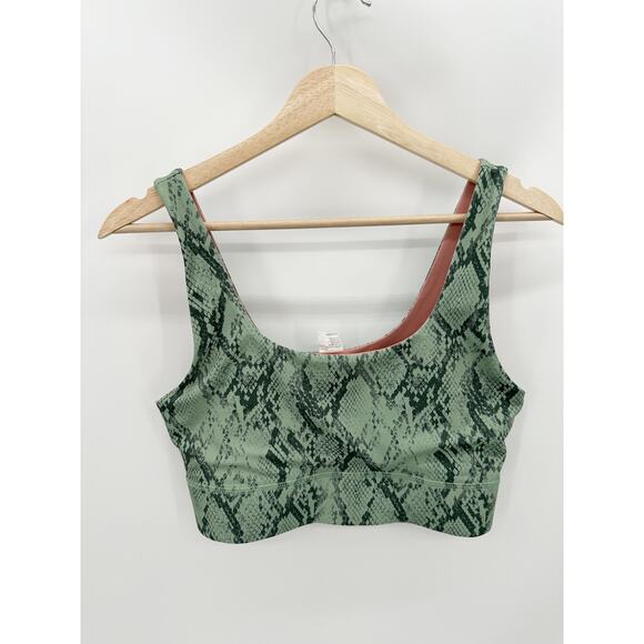 Fabletics Sports Bra Women SIZE Small Green Pink Harlyn Midi Medium Impact - Picture 10 of 10